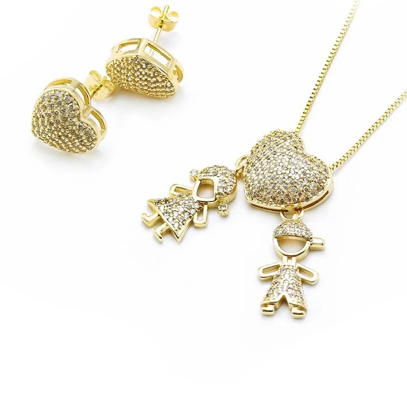 Set de bijuterii inimioare placate cu aur