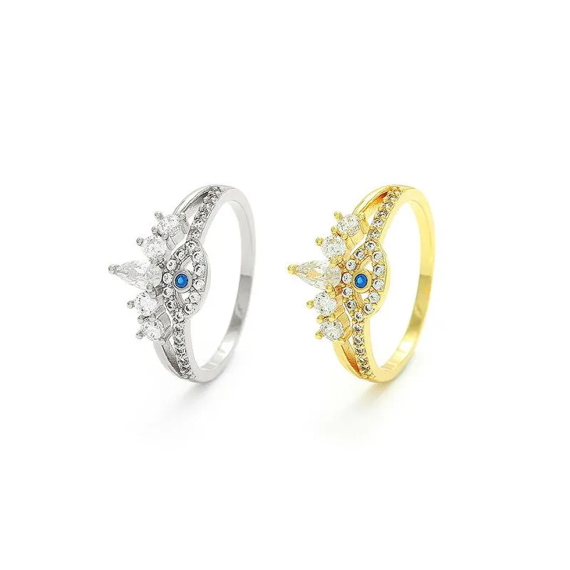 Inel Evil Eye din argint placat cu aur