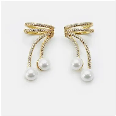 Manșetă de cercei de perle albe rafinate