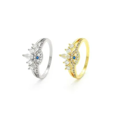 Inel Evil Eye din argint placat cu aur