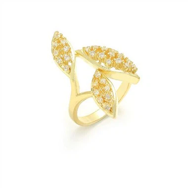 Inel de deget în formă de frunze de argint