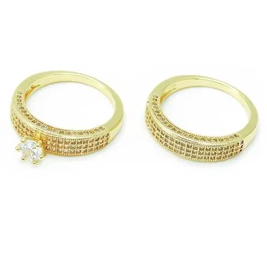 Set unic de inele de mireasă placat cu aur
